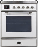 ILVE 30" Majestic II Dual Fuel Range with 5 Burners - 2.3 cu. ft. Oven - Chrome Trim in White (UM30DNE3WHC) Ranges ILVE 