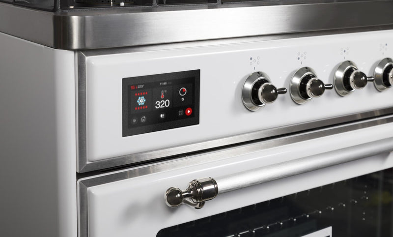 ILVE 30" Majestic II Dual Fuel Range with 5 Burners - 2.3 cu. ft. Oven - Chrome Trim in White (UM30DNE3WHC) Ranges ILVE 