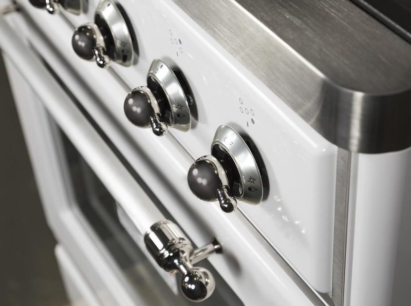 ILVE 30" Majestic II Dual Fuel Range with 5 Burners - 2.3 cu. ft. Oven - Chrome Trim in White (UM30DNE3WHC) Ranges ILVE 