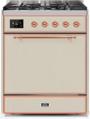 ILVE 30" Majestic II Dual Fuel Range with 5 Burners - 2.3 cu. ft. Oven - Copper Trim in Antique White (UM30DQNE3AWP) Ranges ILVE 