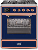ILVE 30" Majestic II Dual Fuel Range with 5 Burners - 2.3 cu. ft. Oven - Copper Trim in Blue (UM30DNE3MBP) Ranges ILVE 