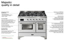 ILVE 30" Majestic II Dual Fuel Range with 5 Burners - 2.3 cu. ft. Oven - Copper Trim in Burgundy (UM30DNE3BUP) Ranges ILVE 