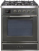 ILVE 30" Majestic II Dual Fuel Range with 5 Burners - 2.3 cu. ft. Oven - Copper Trim in Matte Graphite (UM30DNE3MGP) Ranges ILVE 
