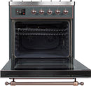 ILVE 30" Majestic II Dual Fuel Range with 5 Sealed Brass Burners - 3.5 cu. ft. Oven - in Blue Grey with Bronze Trim (UM30DNE3BGB) Ranges ILVE 
