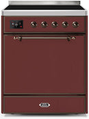 ILVE 30" Majestic II induction Range with 4 Elements - 2.3 cu. ft. Oven - Burgundy (UMI30QNE3BUB) Ranges ILVE 