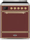 ILVE 30-Inch Majestic II induction Range with 4 Elements - 4 cu. ft. Solid Door Oven - Burgundy (UMI30QNE3BUG)
