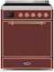 ILVE 30-Inch Majestic II induction Range with 4 Elements - 4 cu. ft. Solid Door Oven - Burgundy (UMI30QNE3BUP)