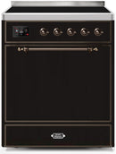 ILVE 30" Majestic II induction Range with 4 Elements - 2.3 cu. ft. Oven - Glossy Black (UMI30QNE3BKB) Ranges ILVE 