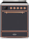 ILVE 30-Inch Majestic II induction Range with 4 Elements - 4 cu. ft. Solid Door Oven - Matte Graphite (UMI30QNE3MGP)