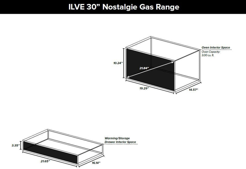 ILVE 30" Nostalgie Gas Range with 5 Burners - 3 cu. ft. Oven - Chrome Trim - True White (UPN76DVGGBX) Ranges ILVE 