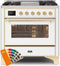 ILVE 36-Inch Majestic II Dual Fuel Range with 6 Burners and Removable Griddle with 3.5 cu. ft. Oven in Brass Trim in Custom RAL Color (UM09FDNS3RALG)