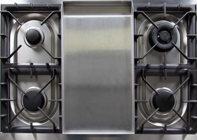 ILVE 36-Inch Majestic II Dual Fuel Range with 6 Burners and Removable Griddle with 3.5 cu. ft. Oven in Matte Graphite with Chrome Trim (UM09FDNS3MGC)