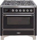 ILVE 36" Majestic II Dual Fuel Range with 6 Burners and Griddle - 3.5 cu. ft. Oven - Chrome Trim in Glossy Black (UM09FDNS3BKC) Ranges ILVE 