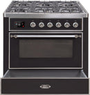 ILVE 36" Majestic II Dual Fuel Range with 6 Burners and Griddle - 3.5 cu. ft. Oven - Chrome Trim in Glossy Black (UM09FDNS3BKC) Ranges ILVE 