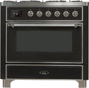 ILVE 36" Majestic II Dual Fuel Range with 6 Burners and Griddle - 3.5 cu. ft. Oven - Chrome Trim in Matte Graphite (UM09FDNS3MGC) Ranges ILVE 
