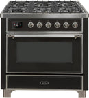 ILVE 36" Majestic II Dual Fuel Range with 6 Burners and Griddle - 3.5 cu. ft. Oven - Chrome Trim in Matte Graphite (UM09FDNS3MGC) Ranges ILVE 