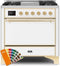 ILVE 36-Inch Majestic II Dual Fuel Range with 6 Burners and Removable Griddle with 4.1 cu. ft. Solid Door Oven - Brass (UM09FDQNS3RALG)