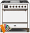 ILVE 36-Inch Majestic II Dual Fuel Range with 6 Burners and Removable Griddle with 4.1 cu. ft. Solid Door Oven - Bronze (UM09FDQNS3RALB)
