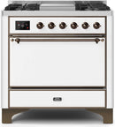 ILVE 36" Majestic II Dual Fuel Range with 6 Burners and Griddle - 4.1 cu. ft. Oven - Bronze (UM09FDQNS3WHB) Ranges ILVE 