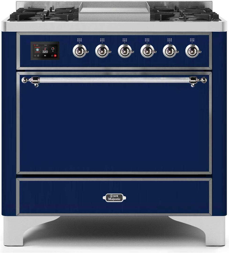 ILVE 36-Inch Majestic II Dual Fuel Range with Burners and Removable