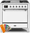 ILVE 36-Inch Majestic II Dual Fuel Range with 6 Burners and Removable Griddle with 4.1 cu. ft. Solid Door Oven - Chrome (UM09FDQNS3RALC)
