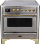 ILVE 36" Majestic II induction Range with 5 Elements - 3.5 cu. ft. Oven - Brass Trim in Stainless Steel (UMI09NS3SSG) Ranges ILVE 