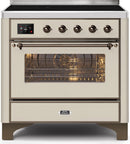 ILVE 36" Majestic II induction Range with 5 Elements - 3.5 cu. ft. Oven - Bronze Trim in Antique White (UMI09NS3AWB) Ranges ILVE 