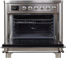 ILVE 36" Majestic II induction Range with 5 Elements - 3.5 cu. ft. Oven - Chrome Trim in Stainless Steel (UMI09NS3SSC) Ranges ILVE 