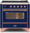 ILVE 36-Inch Majestic II induction Range with 5 Elements - 3.5 cu. ft. Oven - Copper Trim in Blue (UMI09NS3MBP)