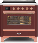ILVE 36" Majestic II induction Range with 5 Elements - 3.5 cu. ft. Oven - Copper Trim in Burgundy (UMI09NS3BUP) Ranges ILVE 