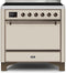 ILVE 36-Inch Majestic II induction Range with 5 Elements - 3.5 cu. ft. Oven - Solid Door - Antique White with Bronze Trim (UMI09QNS3AWB)