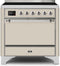 ILVE 36-Inch Majestic II induction Range with 5 Elements - 3.5 cu. ft. Oven - Solid Door - Antique White with Chrome Trim (UMI09QNS3AWC)