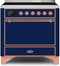 ILVE 36-Inch Majestic II induction Range with 5 Elements - 3.5 cu. ft. Oven - Solid Door - Blue with Copper Trim (UMI09QNS3MBP)
