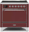 ILVE 36-Inch Majestic II induction Range with 5 Elements - 3.5 cu. ft. Oven - Solid Door - Burgundy with Chrome Trim (UMI09QNS3BUC)