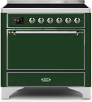ILVE 36" Majestic II induction Range with 5 Elements - 3.5 cu. ft. Oven - Solid Door - Emerald Green with Chrome Trim (UMI09QNS3EGC) Ranges ILVE 