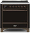 ILVE 36-Inch Majestic II induction Range with 5 Elements - 3.5 cu. ft. Oven - Solid Door - Glossy Black with Bronze Trim (UMI09QNS3BKB)