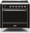 ILVE 36-Inch Majestic II induction Range with 5 Elements - 3.5 cu. ft. Oven - Solid Door - Glossy Black with Chrome Trim (UMI09QNS3BKC)
