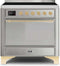 ILVE 36-Inch Majestic II induction Range with 5 Elements - 3.5 cu. ft. Solid Door Oven in Stainless Steel with Brass Trim (UMI09QNS3SSG)