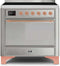 ILVE 36-Inch Majestic II induction Range with 5 Elements - 3.5 cu. ft. Solid Door Oven in Stainless Steel with Copper Trim (UMI09QNS3SSP)