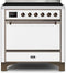 ILVE 36-Inch Majestic II induction Range with 5 Elements - 3.5 cu. ft. Solid Door Oven in White with Bronze Trim (UMI09QNS3WHB)