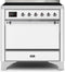 ILVE 36-Inch Majestic II induction Range with 5 Elements - 3.5 cu. ft. Solid Door Oven in White with Chrome Trim (UMI09QNS3WHC)