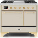 ILVE 40" Majestic II Dual Fuel Range with 6 Sealed Burners and Griddle - 3.82 cu. ft. Oven - Brass Trim in Antique White (UMD10FDQNS3AWG) Ranges ILVE 