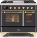 ILVE 40" Majestic II Dual Fuel Range with 6 Sealed Burners and Griddle - 3.82 cu. ft. Oven - Brass Trim in Matte Graphite (UMD10FDNS3MGG) Ranges ILVE 