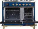ILVE 40" Majestic II Dual Fuel Range with 6 Sealed Burners and Griddle - 3.82 cu. ft. Oven - Brass Trim in Midnight Blue (UMD10FDNS3MBG) Ranges ILVE 
