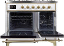 ILVE 40" Majestic II Dual Fuel Range with 6 Sealed Burners and Griddle - 3.82 cu. ft. Oven - Brass Trim in White (UMD10FDNS3WHG) Ranges ILVE 