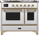 ILVE 40" Majestic II Dual Fuel Range with 6 Sealed Burners and Griddle - 3.82 cu. ft. Oven - Brass Trim in White (UMD10FDNS3WHG) Ranges ILVE 