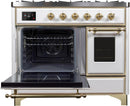 ILVE 40" Majestic II Dual Fuel Range with 6 Sealed Burners and Griddle - 3.82 cu. ft. Oven - Brass Trim in White (UMD10FDNS3WHG) Ranges ILVE 