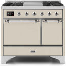 ILVE 40" Majestic II Dual Fuel Range with 6 Sealed Burners and Griddle - 3.82 cu. ft. Oven - Chrome Trim in Antique White (UMD10FDQNS3AWC) Ranges ILVE 