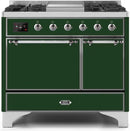 ILVE 40" Majestic II Dual Fuel Range with 6 Sealed Burners and Griddle - 3.82 cu. ft. Oven - Chrome Trim in Emerald Green (UMD10FDQNS3EGC) Ranges ILVE 