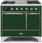 ILVE 40-Inch Majestic II Dual Fuel Range with 6 Sealed Burners and Removable Griddle with 3.82 cu. ft. Solid Door Oven in Chrome Trim in Emerald Green (UMD10FDQNS3EGC)